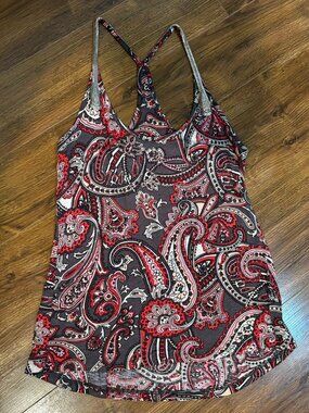 INC International Concepts Embellished Tank Top S Beaded Straps Paisley